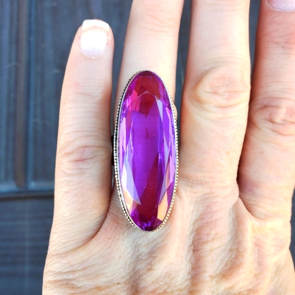 New Amazing Oversized Iolite 925 Silver Statement Ring. - Picture 2 of 13